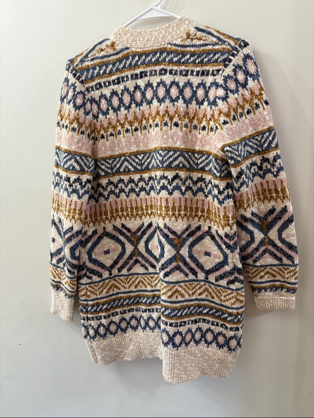 LL Bean Cozy Patterned Open-Front Cardigan Sweater - medium - 100% cotton - Picture 5 of 5